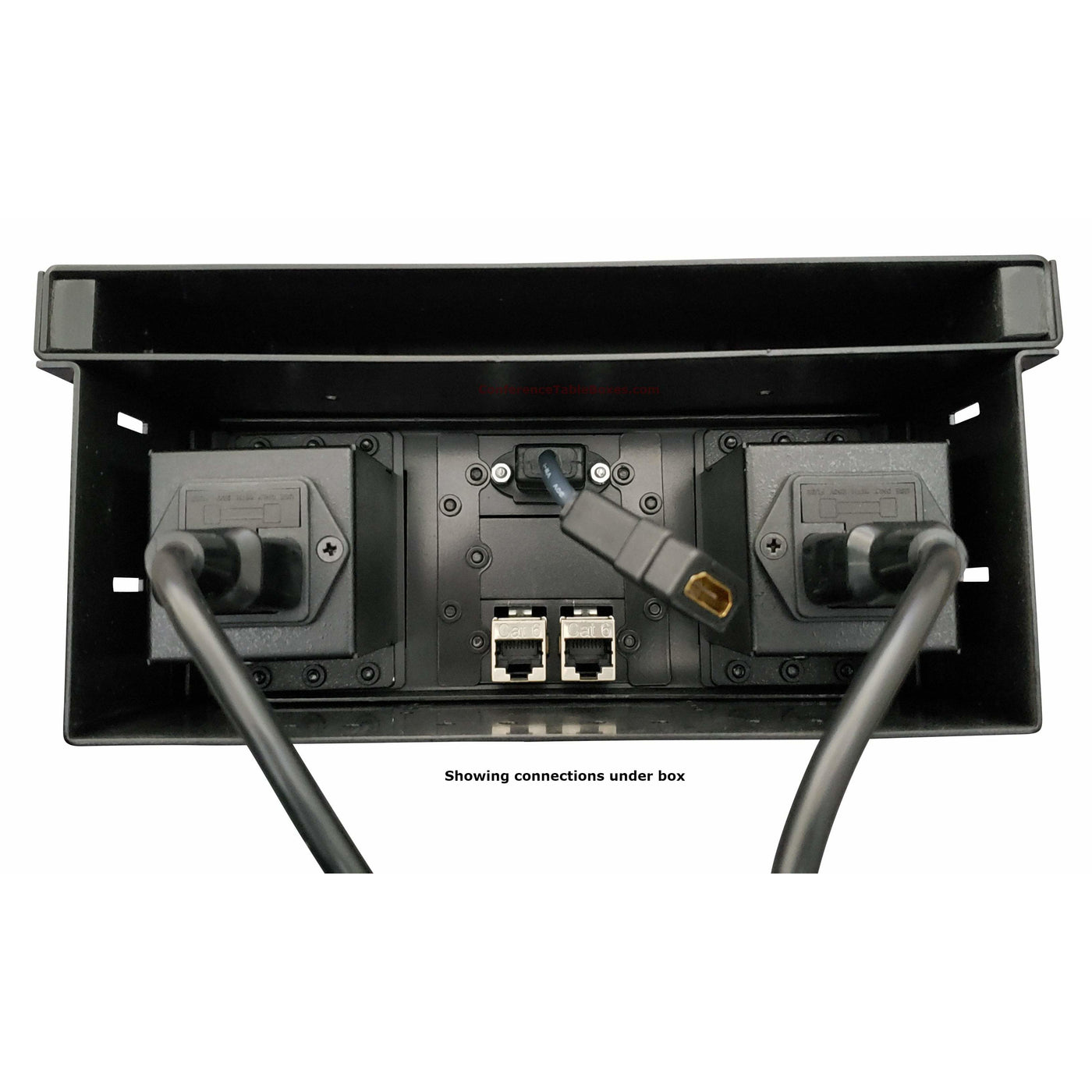 Lew Electric TBUS-6-B4 Conference Table Box 1 Power, 2 Charging USB, 3 Grommet Holes - Black