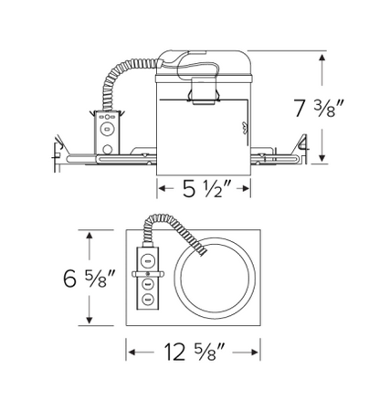 Elco Lighting LUT-EL5ICA-G24 5" Airtight IC Housing with GU24 Socket for Ketra, Lamp Type GU24, 27W, 120V