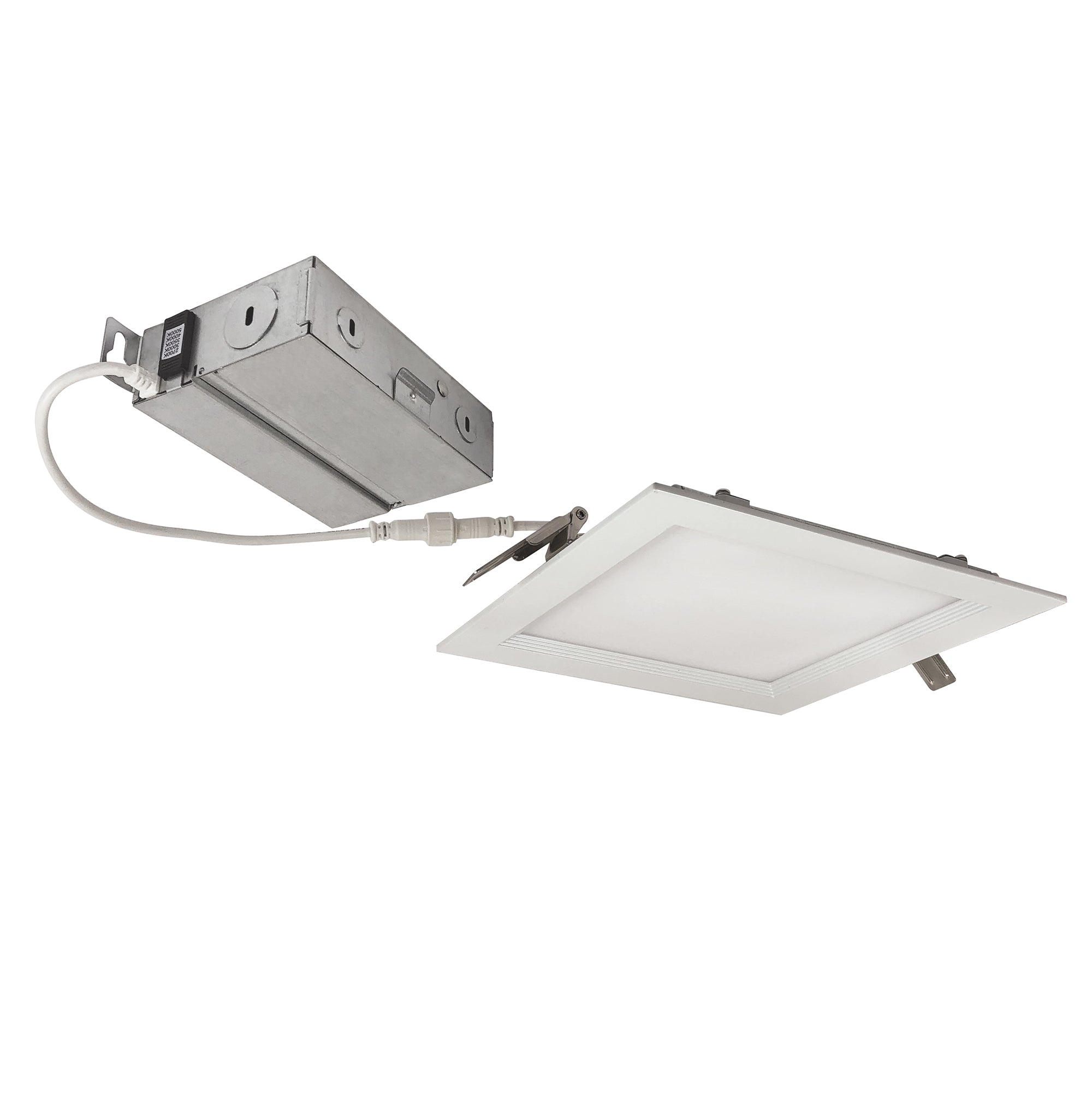 Nora Lighting NEFLINTW-S6MPW 6" FLIN Square Can-less Wafer LED Downlight, 1200lm, 13.5W Finish, 120V, Triac/ELV dimming - White