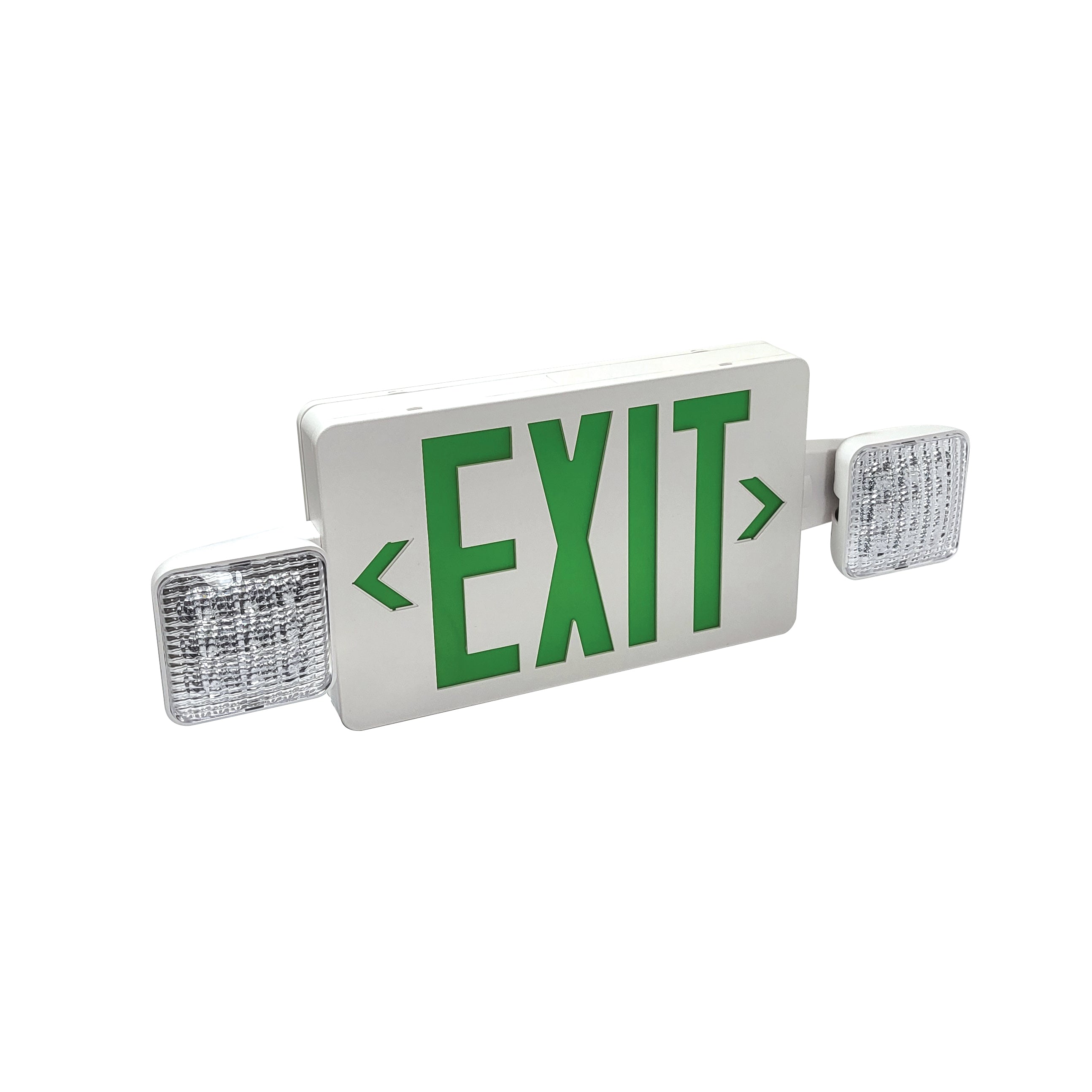 Nora Lighting NEX-712-LED/G LED Exit and Emergency Combination With Adjustable Heads, Battery Backup, Green Letters / White Housing - White