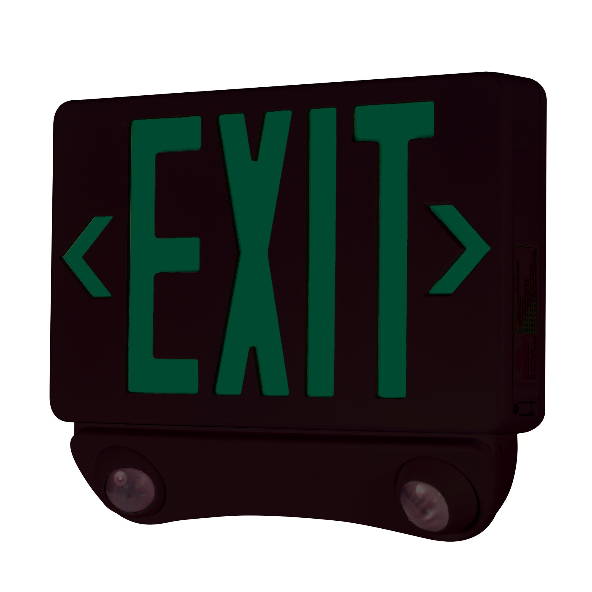 Nora Lighting NEX-730-LED/GB LED Exit and Emergency Combination With Adjustable Heads, Green Letters / Black Housing - Black