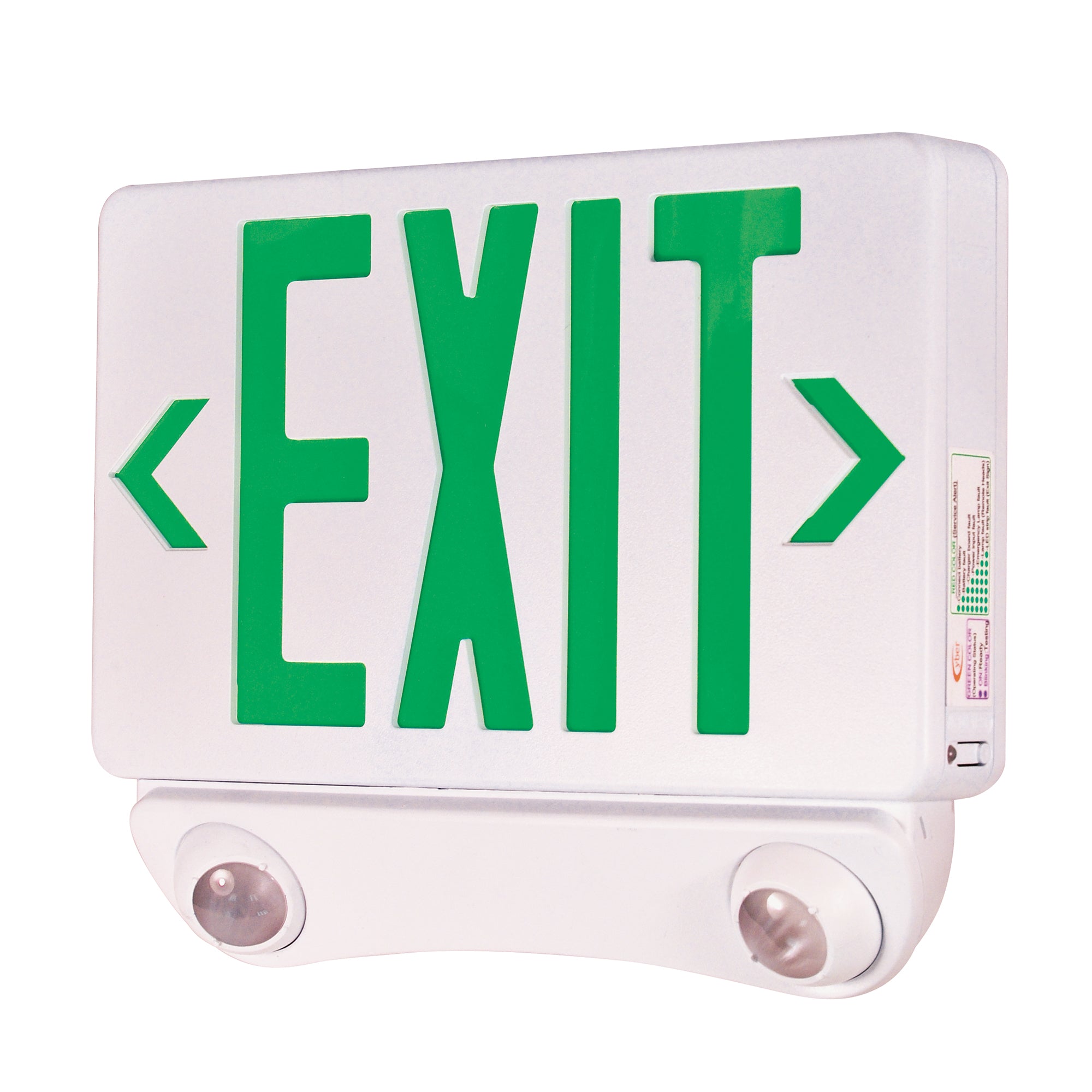 Nora Lighting NEX-730-LED/G LED Exit and Emergency Combination With Adjustable Heads, Green Letters / White Housing - White