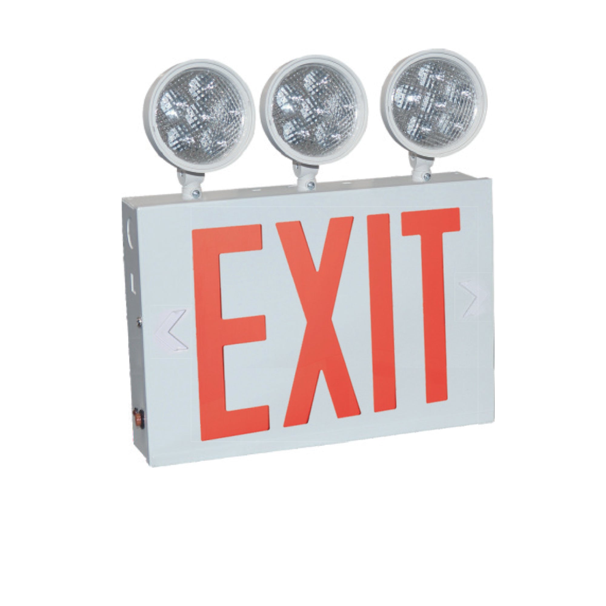 Nora Lighting NEX-751-LED/R3 NYC Approved Steel LED Exit With Three 9W Adjustable Heads, Battery Backup - White