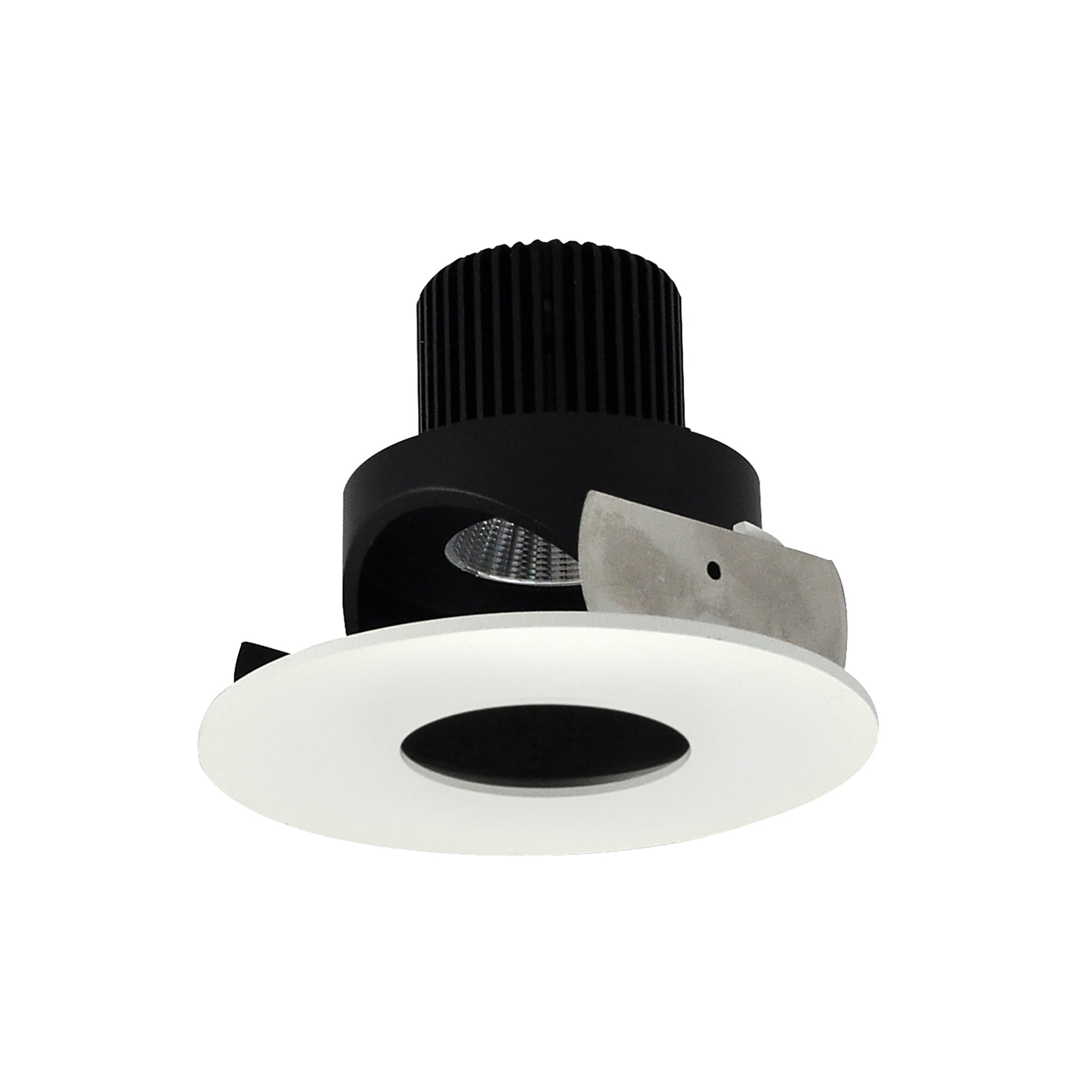 Nora Lighting NIO-4RPHA40QBMPW 4" Iolite LED Round Adjustable Pinhole, 10-Degree Optic, 800lm / 12W, 4000K - Black Pinhole / Matte Powder White Flange