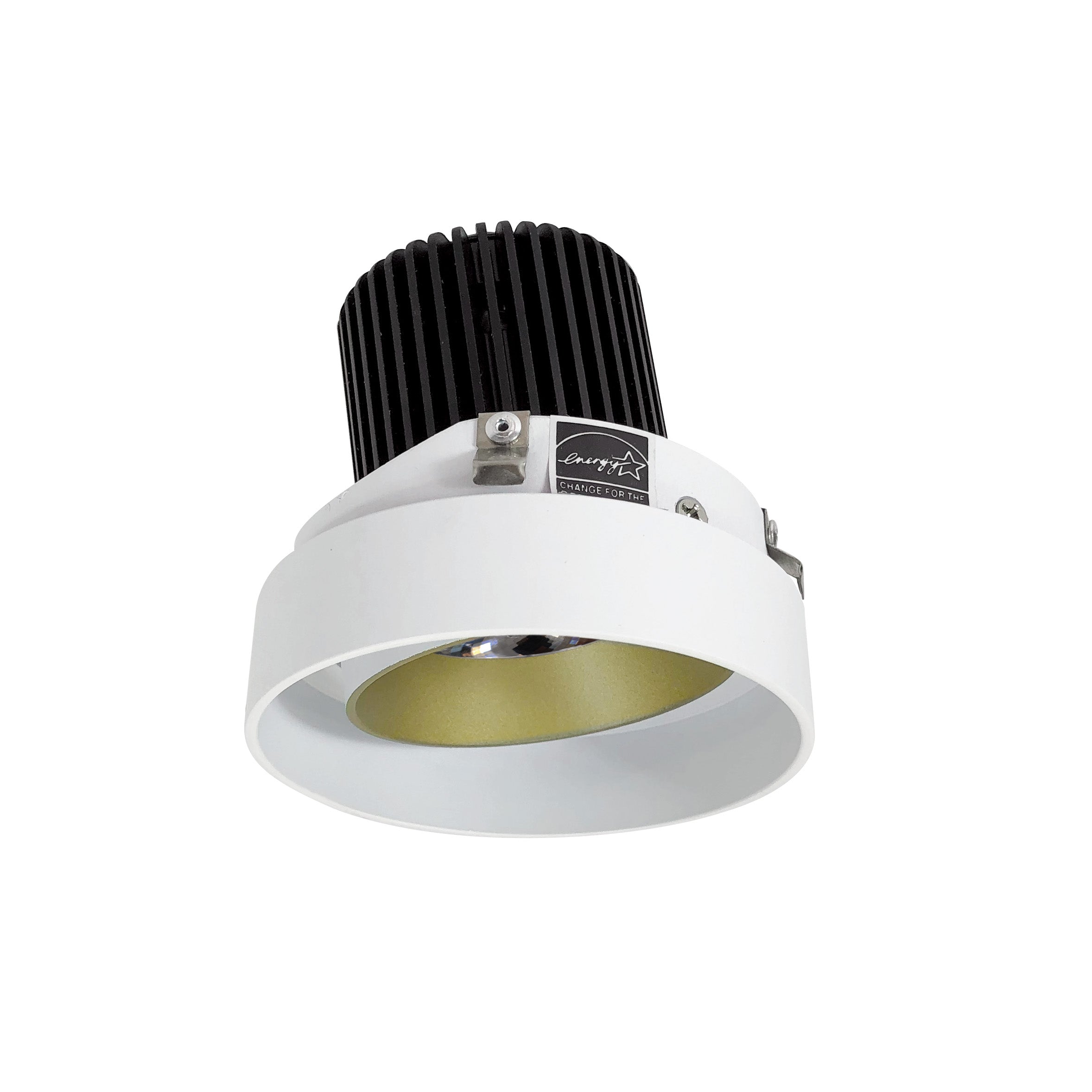 Nora Lighting NIO-4RTLA40QCHMPW 4" Iolite LED Round Trimless Adjustable, 10-Degree Optic, 800lm / 12W, 4000K - Champagne Haze Adjustable / Matte Powder White Reflector
