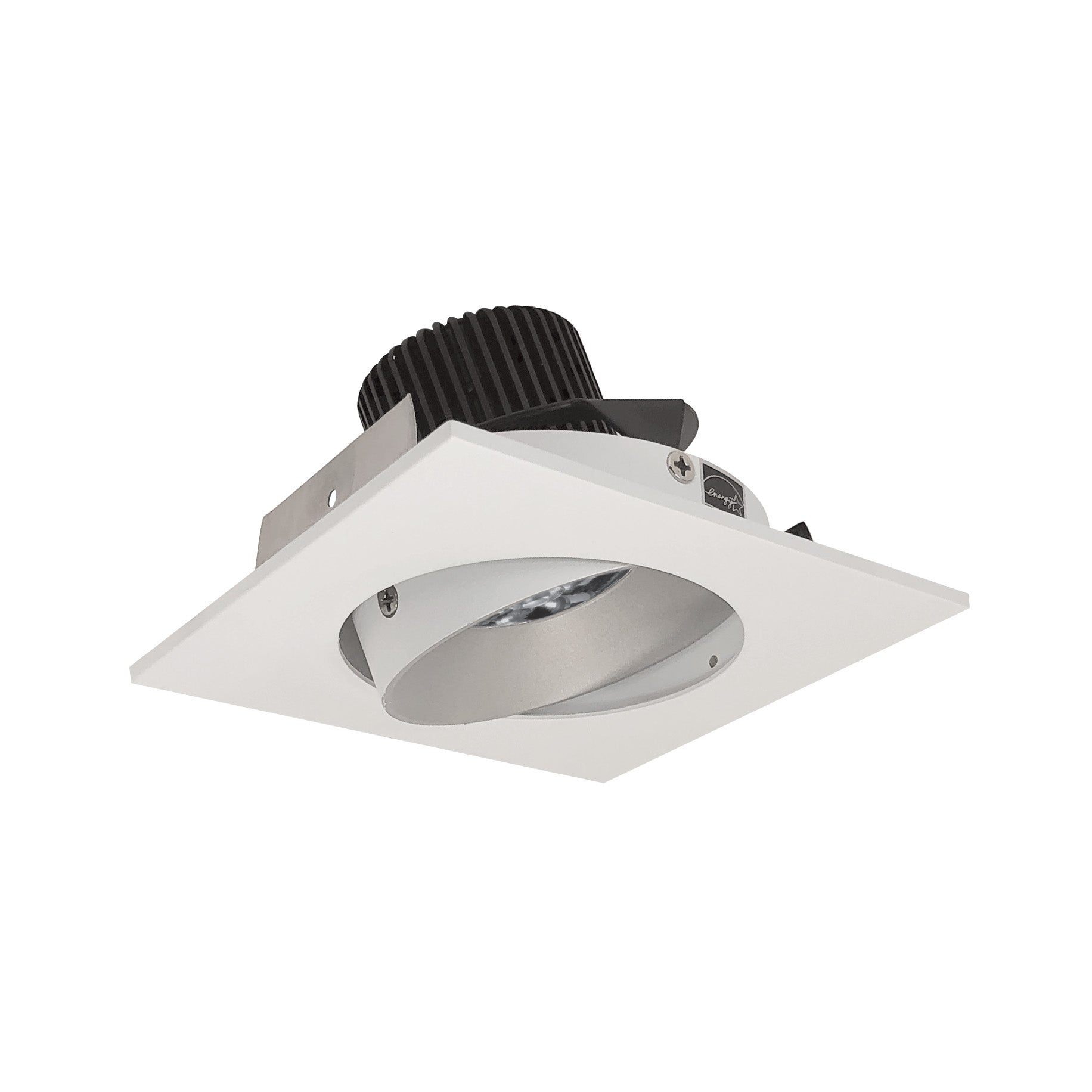 Nora Lighting NIO-4SC27QHW 4" Iolite LED Square Adjustable Cone Reflector, 10-Degree Optic, 800lm / 12W, 2700K - Haze Reflector / White Flange