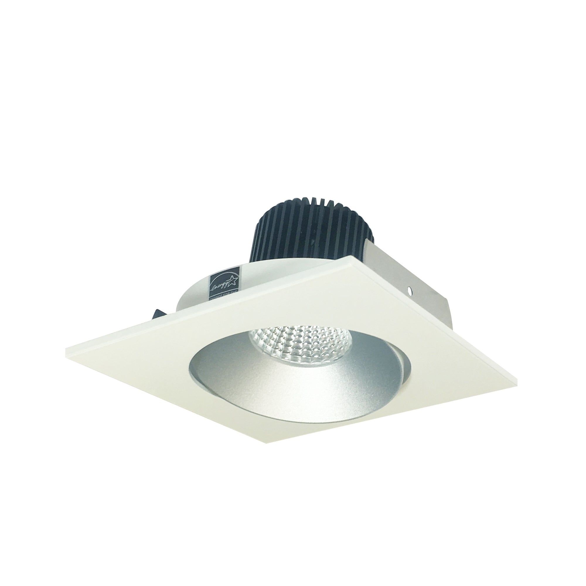 Nora Lighting NIO-4SC50XHW 4" Iolite LED Square Adjustable Cone Reflector, 800lm / 14W, 5000K - Haze Reflector / White Flange