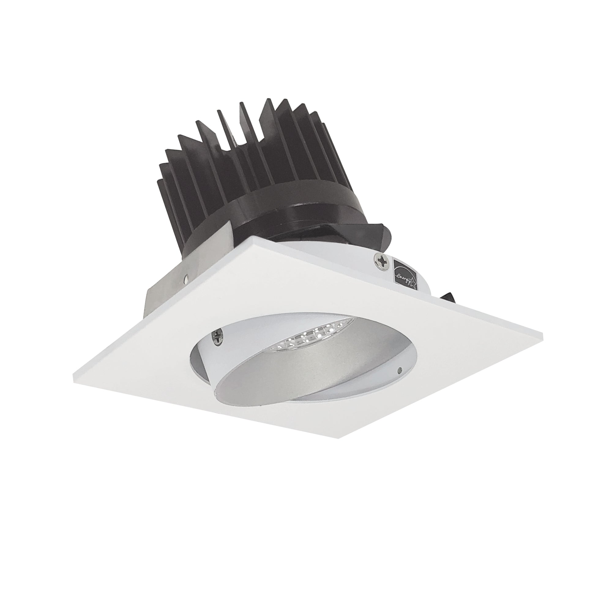 Nora Lighting NIO-4SC40XHZMPW/HL 4" Iolite LED Square Adjustable Cone Reflector, 1500lm/2000lm/2500lm (varies by housing), 4000K - Haze Reflector / Matte Powder White Flange