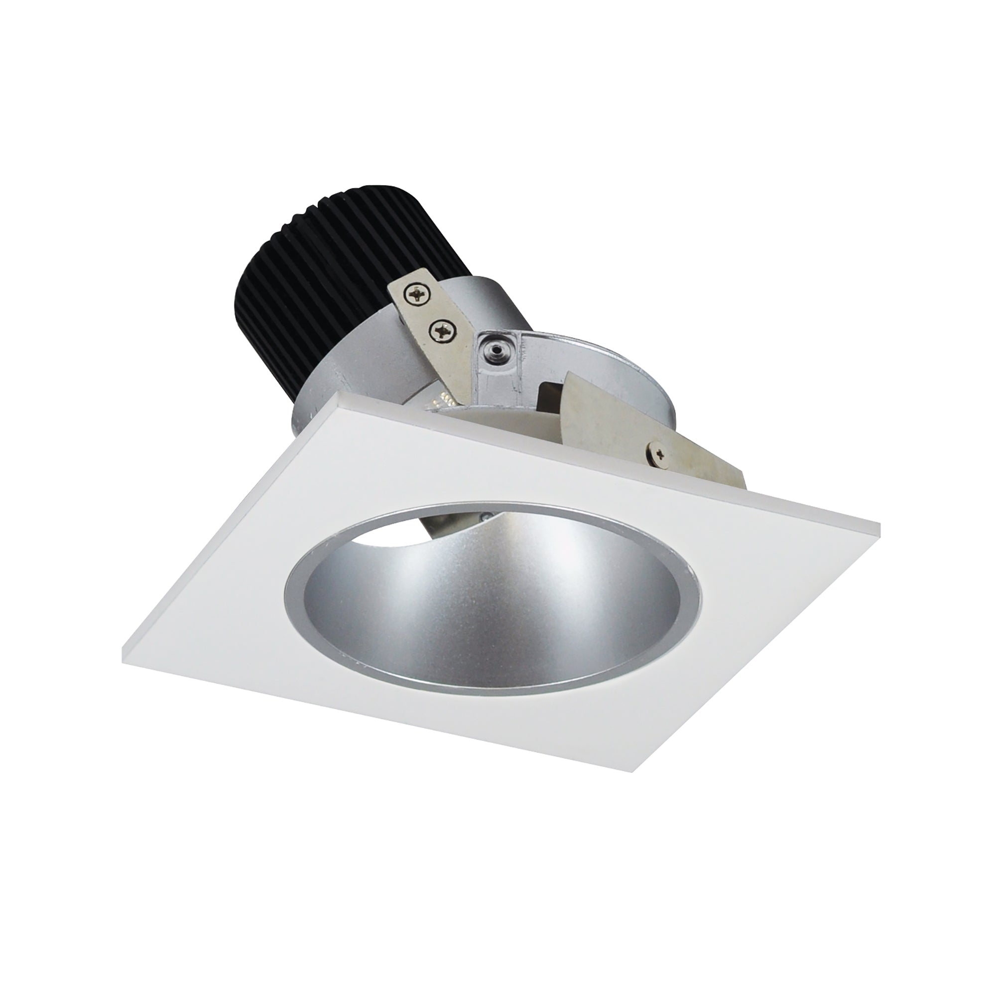 Nora Lighting NIO-4SD30QHW 4" Iolite LED Square Adjustable Reflector With Round Aperture, 10-Degree Optic, 800lm / 12W, 3000K - Haze Reflector / White Flange