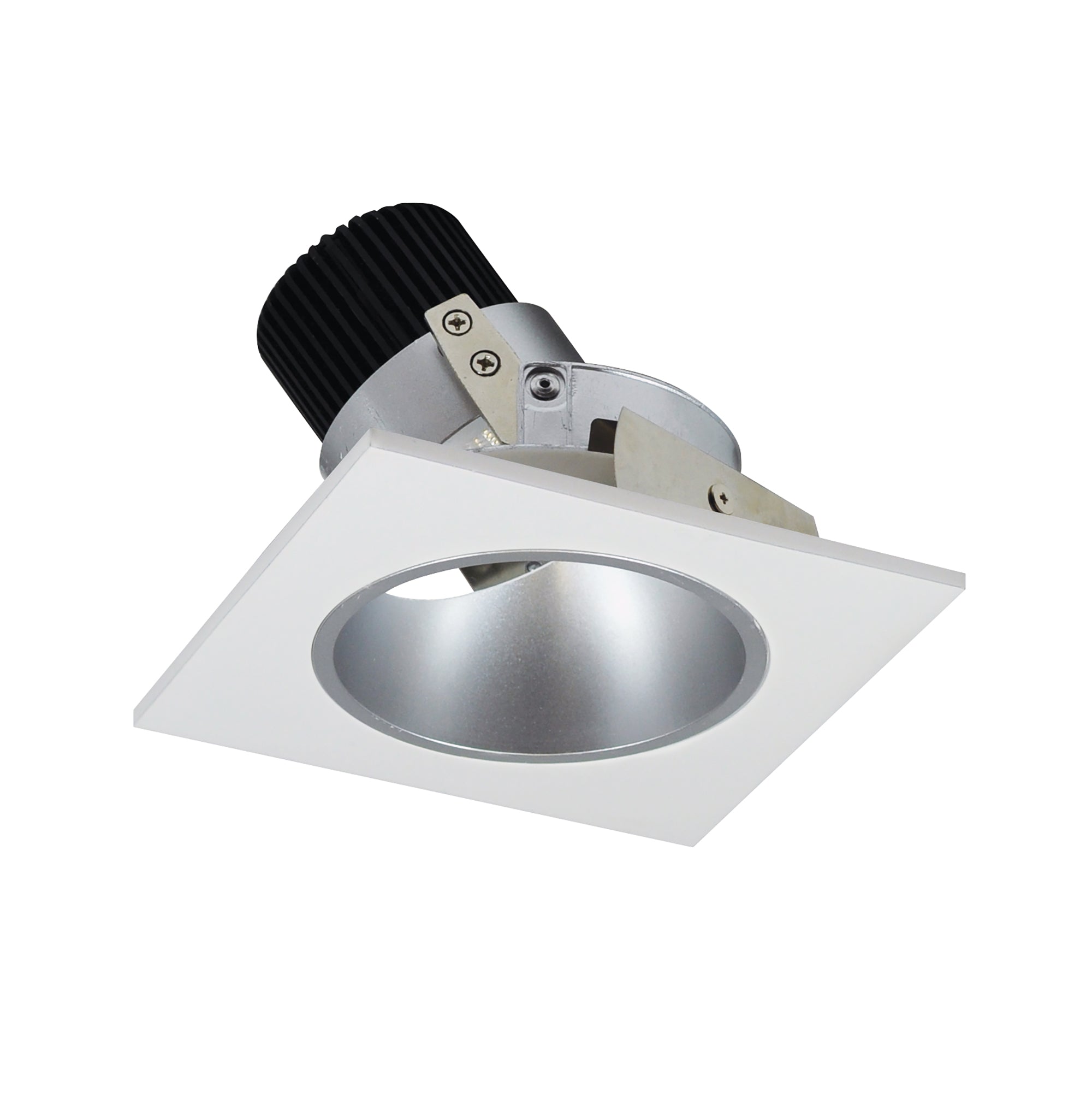 Nora Lighting NIO-4SD27QHW 4" Iolite LED Square Adjustable Reflector With Round Aperture, 10-Degree Optic, 800lm / 12W, 2700K - Haze Reflector / White Flange