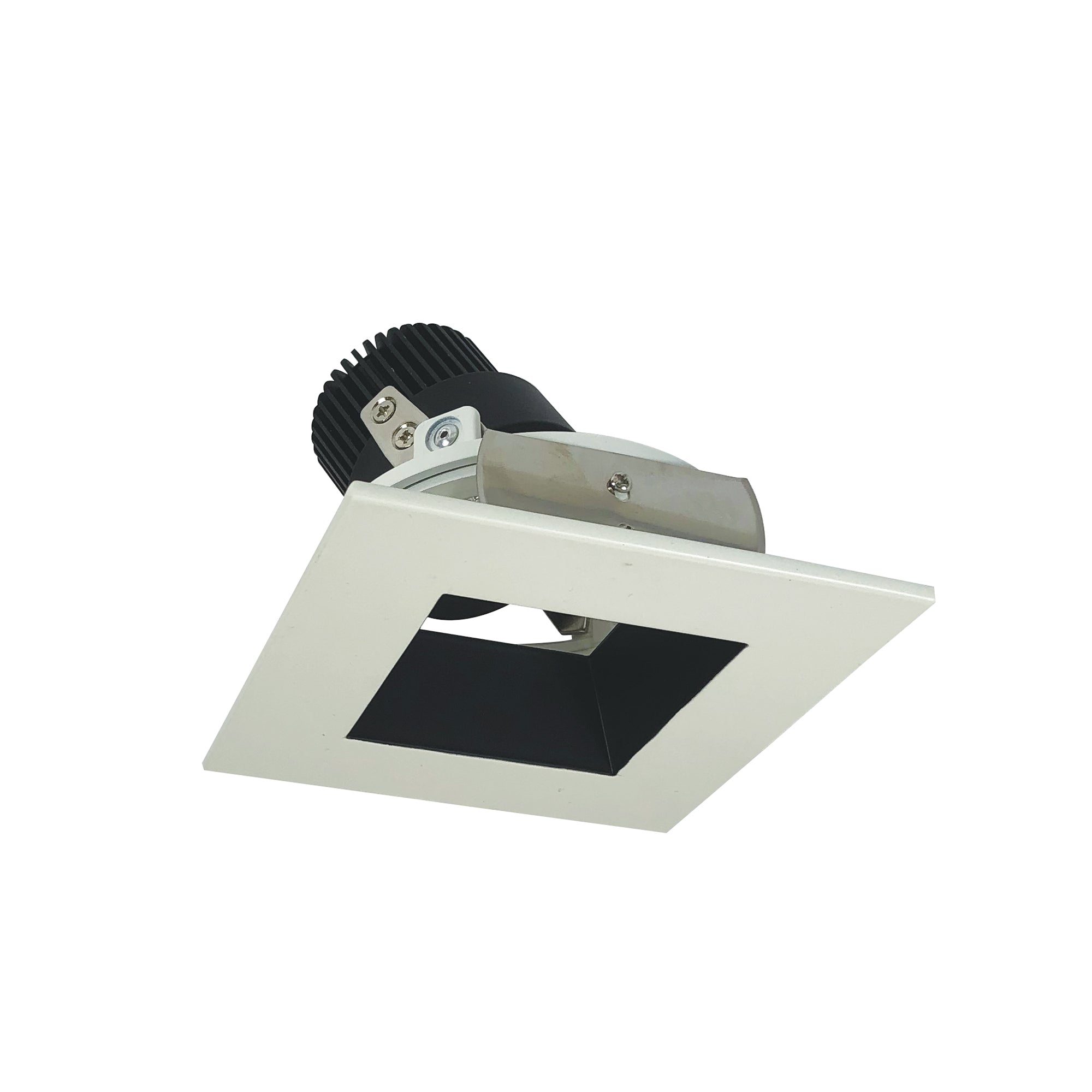 Nora Lighting NIO-4SDSQCDXBW 4" Iolite LED Square Adjustable Reflector With Square Aperture, 800lm / 14W, Comfort Dim - Black Reflector / White Flange