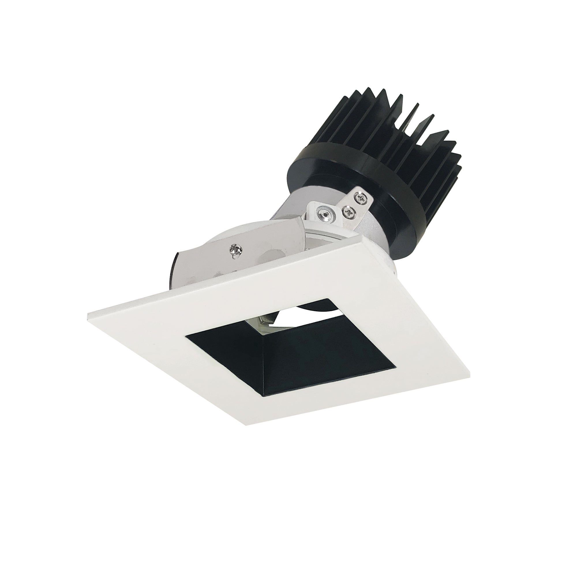 Nora Lighting NIO-4SDSQ40XBW/HL 4" Iolite LED Square Adjustable Reflector With Square Aperture, 1500lm/2000lm (varies by housing), 4000K - Black Reflector / White Flange