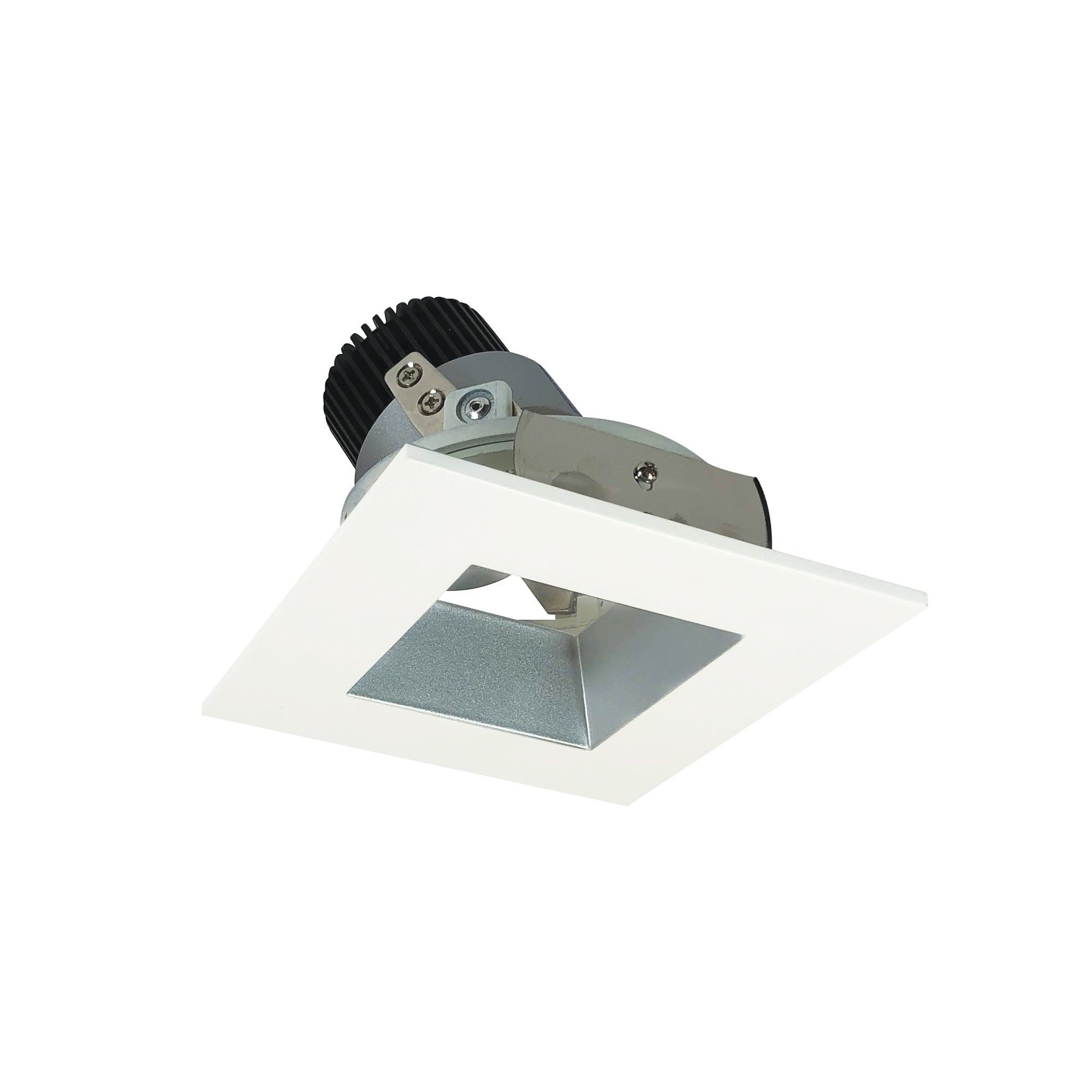 Nora Lighting NIO-4SDSQCDXHZMPW 4" Iolite LED Square Adjustable Reflector With Square Aperture, 800lm / 14W, Comfort Dim - Haze Reflector / Matte Powder White Flange