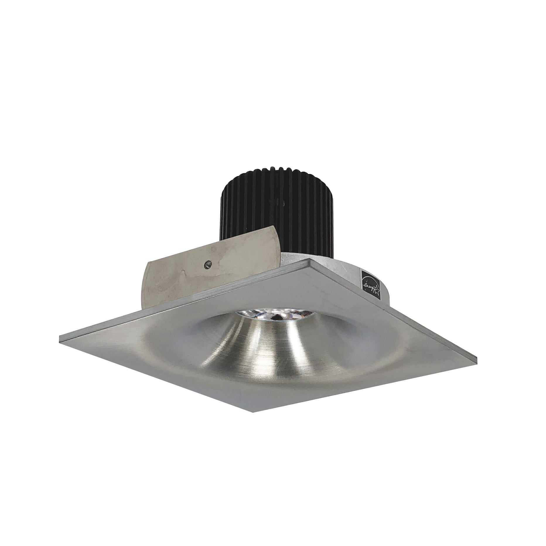 Nora Lighting NIO-4SNB30QNN 4" Iolite LED Square Bullnose, 10-Degree Optic, 800lm / 12W, 3000K - Natural Metal