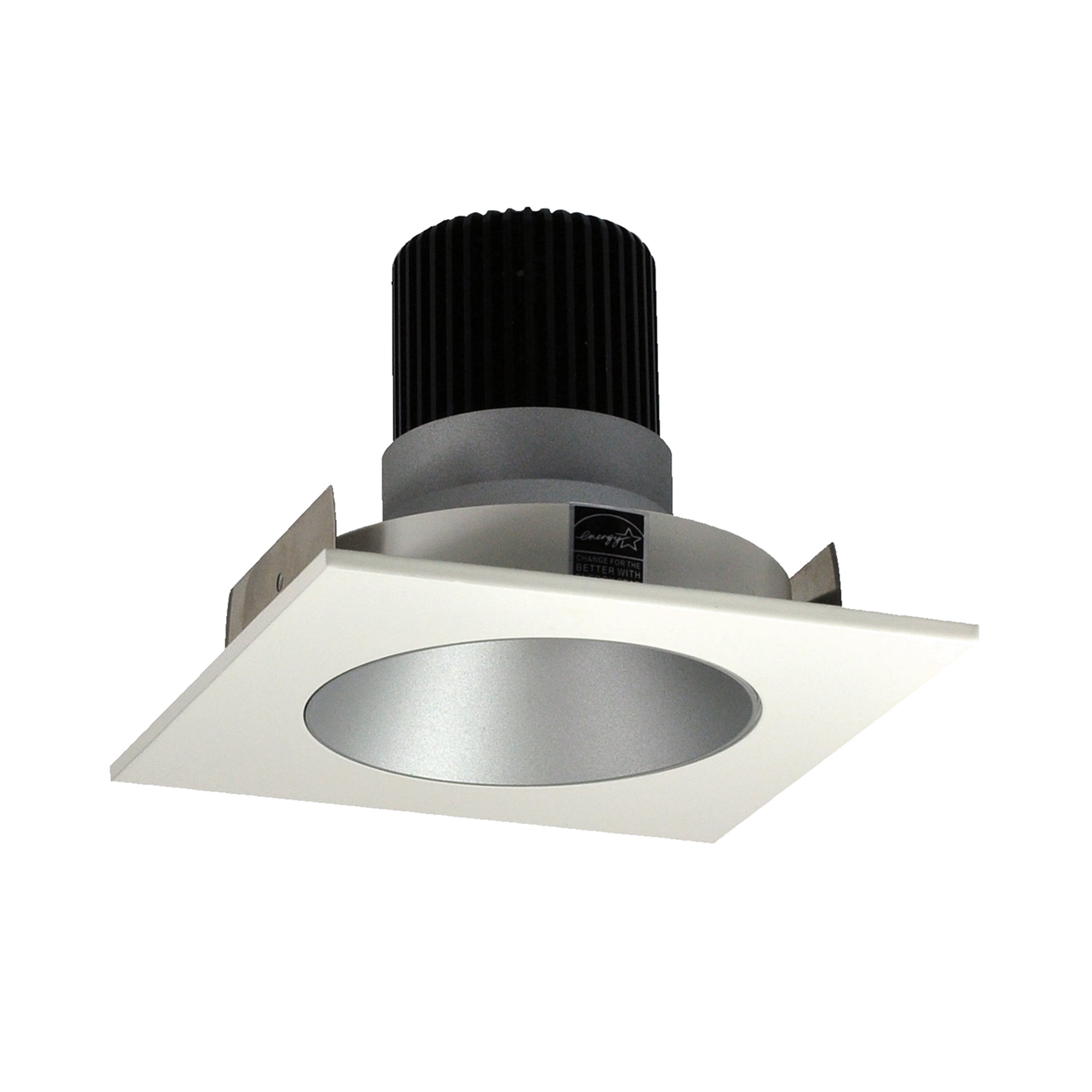 Nora Lighting NIO-4SNDC50XHW/10 4" Iolite LED Square Reflector With Round Aperture, 1000lm / 14W, 5000K - Haze Reflector / White Flange