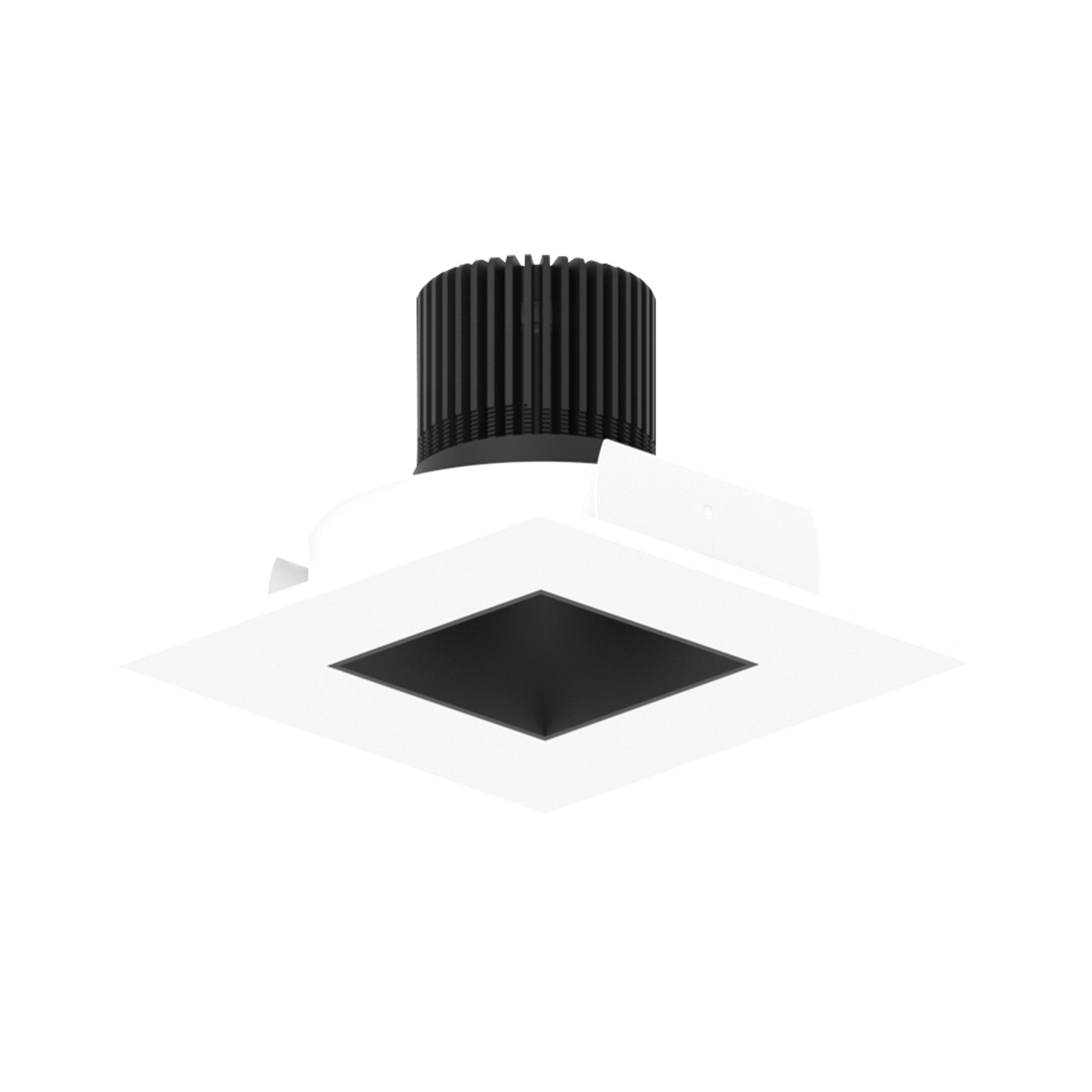 Nora Lighting NIO-4SNDSQ27QBMPW 4" Iolite LED Square Reflector with Square Aperture, 10-Degree Optic, 850lm, 12W, 2700K - Black Reflector - Bright White Flange