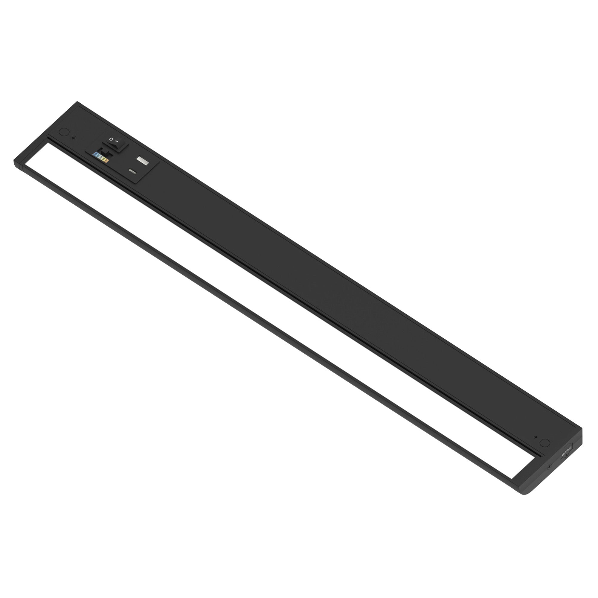 Nora Lighting NUDA-24TWB/USB 24" 120V Adjustable LEDUR Under Cabinet with Selectable CCT & USB Ports - Black Finish