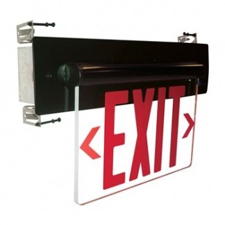 Nora Lighting NX-813-LEDRCA Recessed Adjustable LED Edge-Lit Exit Sign, AC Only, 6" Red Letters, Single Face, Clear Acrylic, Aluminum Housing
