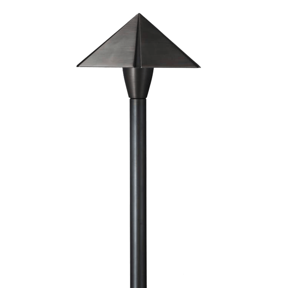 ABBA Lighting PLB19 Heavy-Duty Cast Brass Pyramid Path Light, 12V Low Voltage, G4 LED Compatible, IP65 - Dark Brass Finish