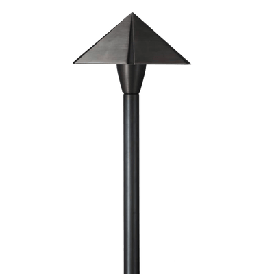 ABBA Lighting PLB19 Heavy-Duty Cast Brass Pyramid Path Light, 12V Low Voltage, G4 LED Compatible, IP65 - Dark Brass Finish