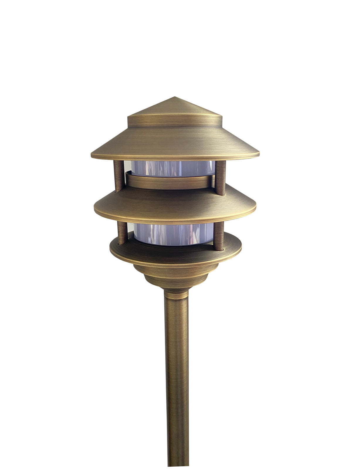 ABBA Lighting USA PLB22-NB Heavy-Duty Cast Brass Pagoda Path Light, 12V Low Voltage, G4 LED Compatible, IP65 - Natural Brass Finish