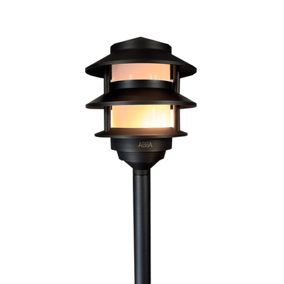 ABBA Lighting USA PLB22-DB Heavy-Duty Cast Brass Pagoda Path Light, 12V Low Voltage, G4 LED Compatible, IP65 - Dark Brass Finish