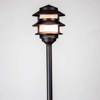 ABBA Lighting USA PLB22-DB Heavy-Duty Cast Brass Pagoda Path Light, 12V Low Voltage, G4 LED Compatible, IP65 - Dark Brass Finish