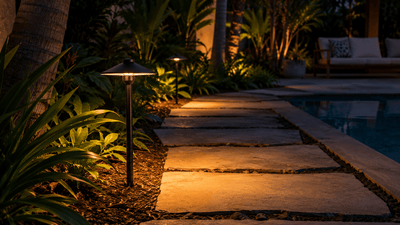ABBA Lighting USA PLB26-DB Heavy-Duty Cast Brass Dome Path Light, 12V Low-Voltage, IP65 - Dark Brass Finish
