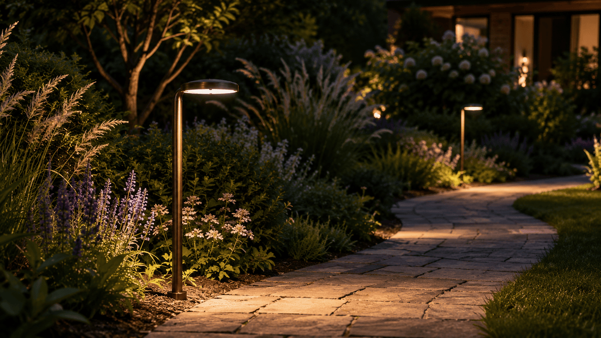 ABBA Lighting USA PLB27 Integrated LED Heavy-Duty Cast Brass Path Light, 4W, 3000K Warm White, 12V AC/DC - Natural Brass Finish