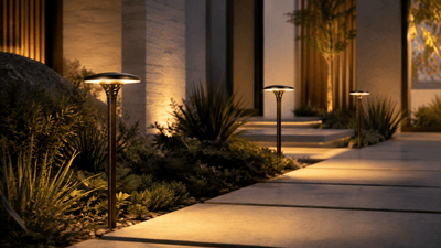 ABBA Lighting PLB28 Integrated Brass Path Light, 4W LED, 3000K Warm White, 12V AC/DC, IP65 - Natural Brass Finish