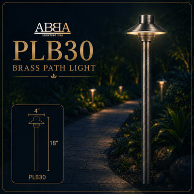ABBA Lighting USA PLB30-NB Heavy-Duty Cast Brass Path Light, Natural Brass Finish, 12V Low-Voltage Landscape Fixture