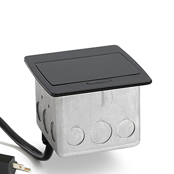Black Kitchen Counter Pop Up Power Outlet Assembly With 20-Amp (TR) Duplex Power/2USB Receptacle with 20-Amp Power Cord.