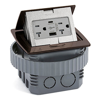 Dark Bronze Kitchen Counter Pop Up Power Outlet Assembly with 20-Amp (TR) Duplex Power/2USB (AC) Receptacle