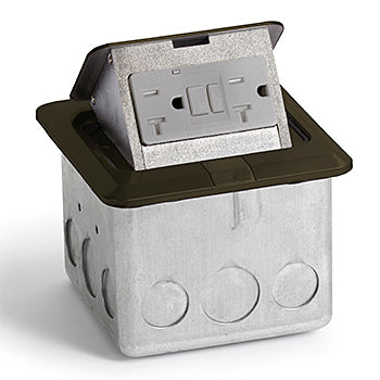 Lew Electric PUFP-SQ-DB-GFI Square, Dark Bronze Pop Up Floor Box With Gfi Receptacle