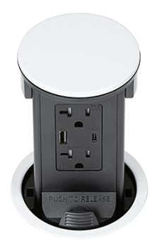 Lew Electric PUR20ACD-WT Round Popup White 20a Usb-ac