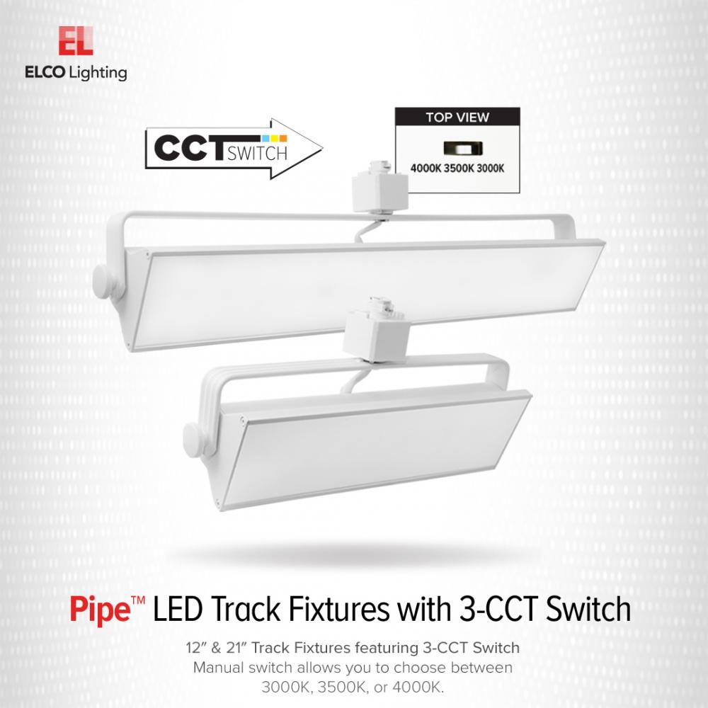 Elco 14W-58W 120V LED Pipe™ Wall Wash Track Fixture with 3-CCT Switch