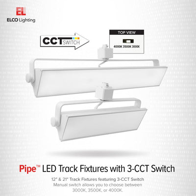 Elco 14W-58W 120V LED Pipe Wall Wash Track Fixture with 3-CCT Switch