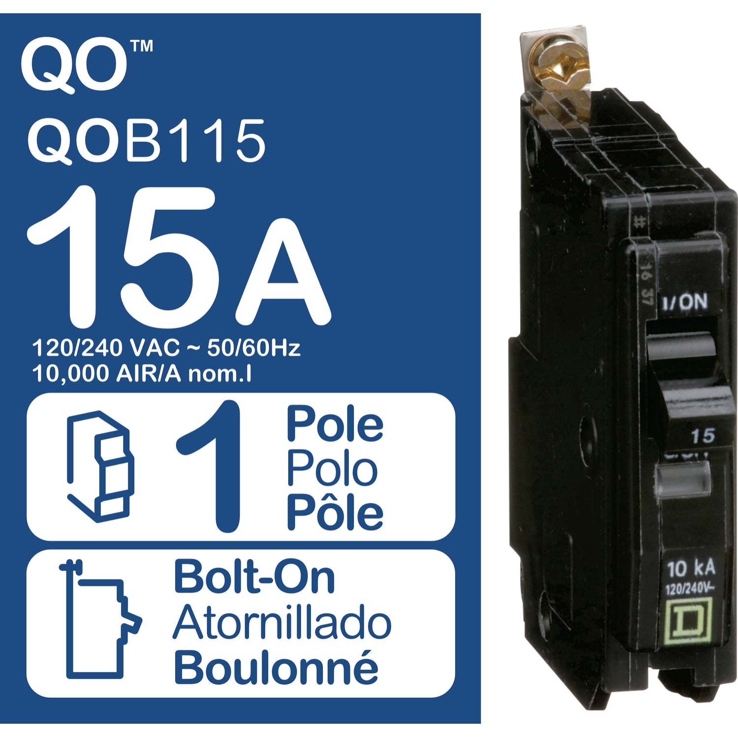 Square D QOB115 1-Pole 15-Amp Bolt-On Circuit Breaker