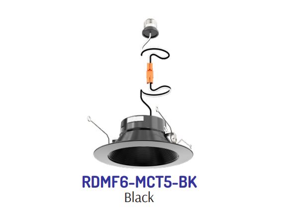 Westgate RDMF6-MCT5-BK Westgate Signature Deep Baffle Retrofit Metal Led Recessed Trim 5CCT - Black