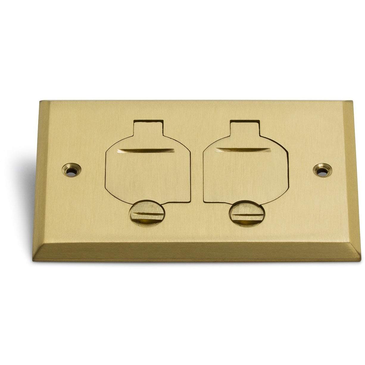 Lew Electric RRP-2-FPB 1 Duplex Flip Lid Cover for 1101-PB Floor Box - Brass