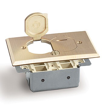 Lew Electric RRP-2-LR-T Adjustable Duplex Comm./data Plate, Flip Lid, Brass