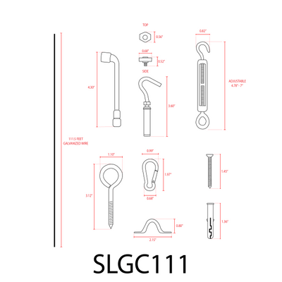 ABBA Lighting SLGC164 Cable Wire Kit for SL101 Bistro String Lights, 164 Ft, 304 Stainless Steel with Nylon Coating