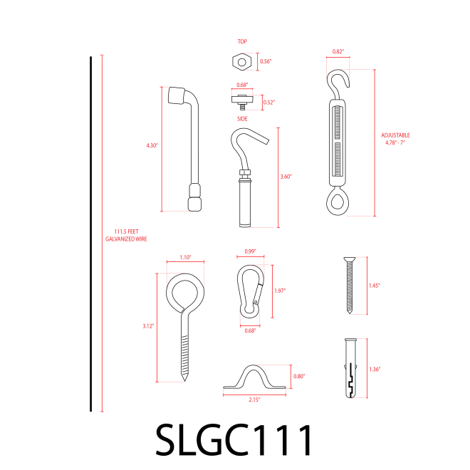 ABBA Lighting SLGC164 Cable Wire Kit for SL101 Bistro String Lights, 164 Ft, 304 Stainless Steel with Nylon Coating