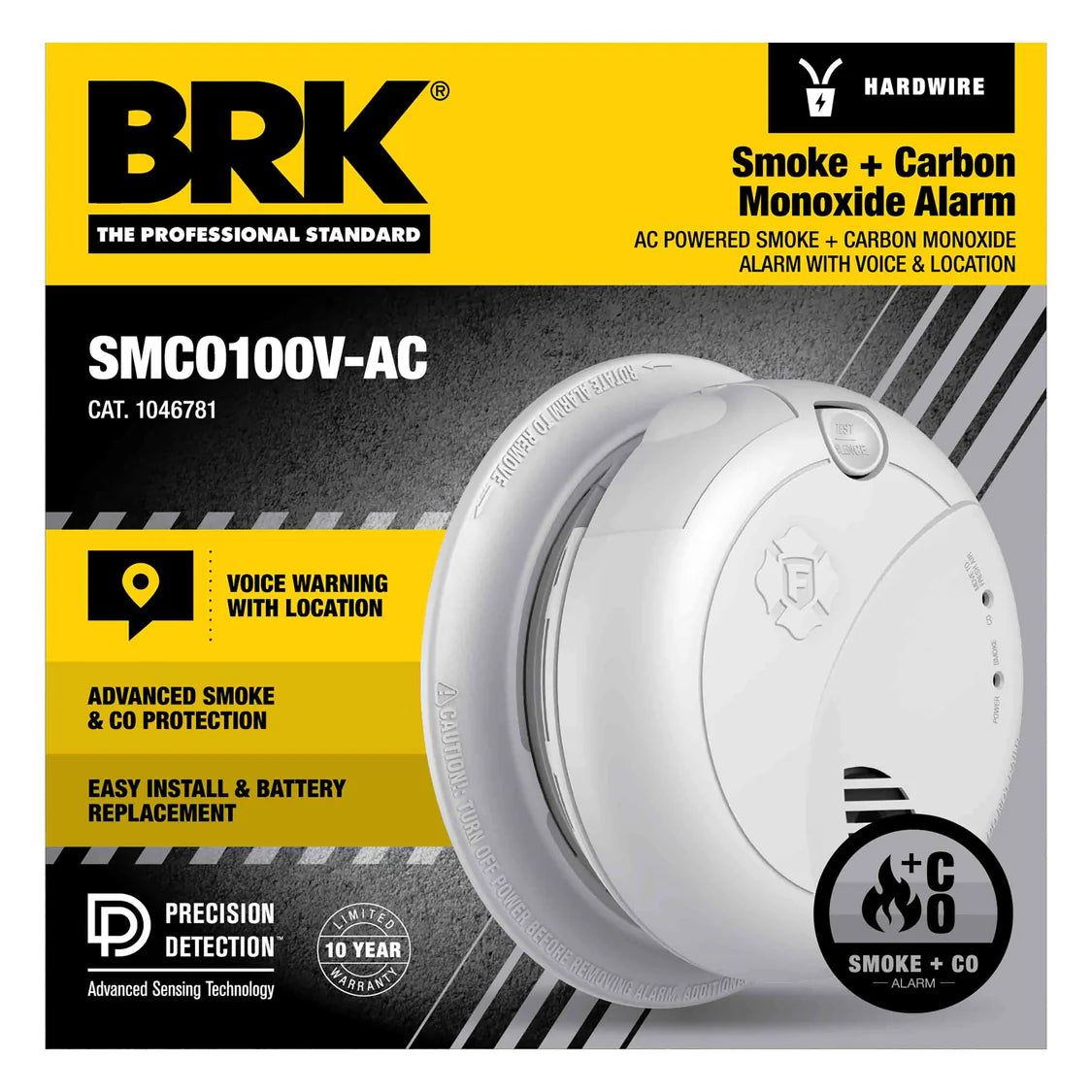BRK SMCO100V-AC BRK Interconnect Hardwire Combination Smoke & Carbon Monoxide Alarm with Voice Alerts (12-pack)