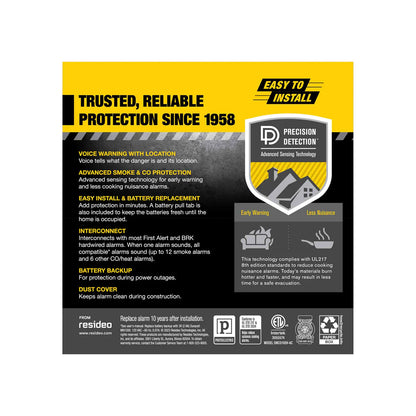 BRK SMCO100V-AC BRK Interconnect Hardwire Combination Smoke & Carbon Monoxide Alarm with Voice Alerts (12-pack)