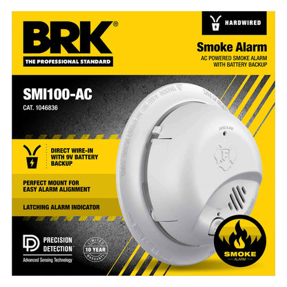 BRK SMI100-AC Hardwire Interconnect Smoke Alarm with Battery Backup (12-pack)