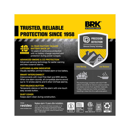 BRK SMICO105-AC Interconnect Hardwire Combination Smoke & Carbon Monoxide Alarm w/10-Year Battery Backup (12-pack)