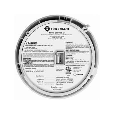 BRK SMICO105-AC Interconnect Hardwire Combination Smoke & Carbon Monoxide Alarm w/10-Year Battery Backup (12-pack)