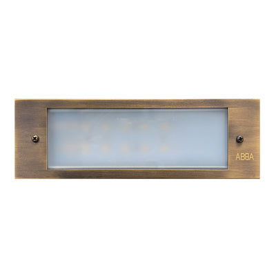 ABBA Lighting STB10 Integrated Brass Step Light, 4W LED, 3000K Warm White, 360 Lumens, 12V AC/DC, IP65 - Natural Brass Finish