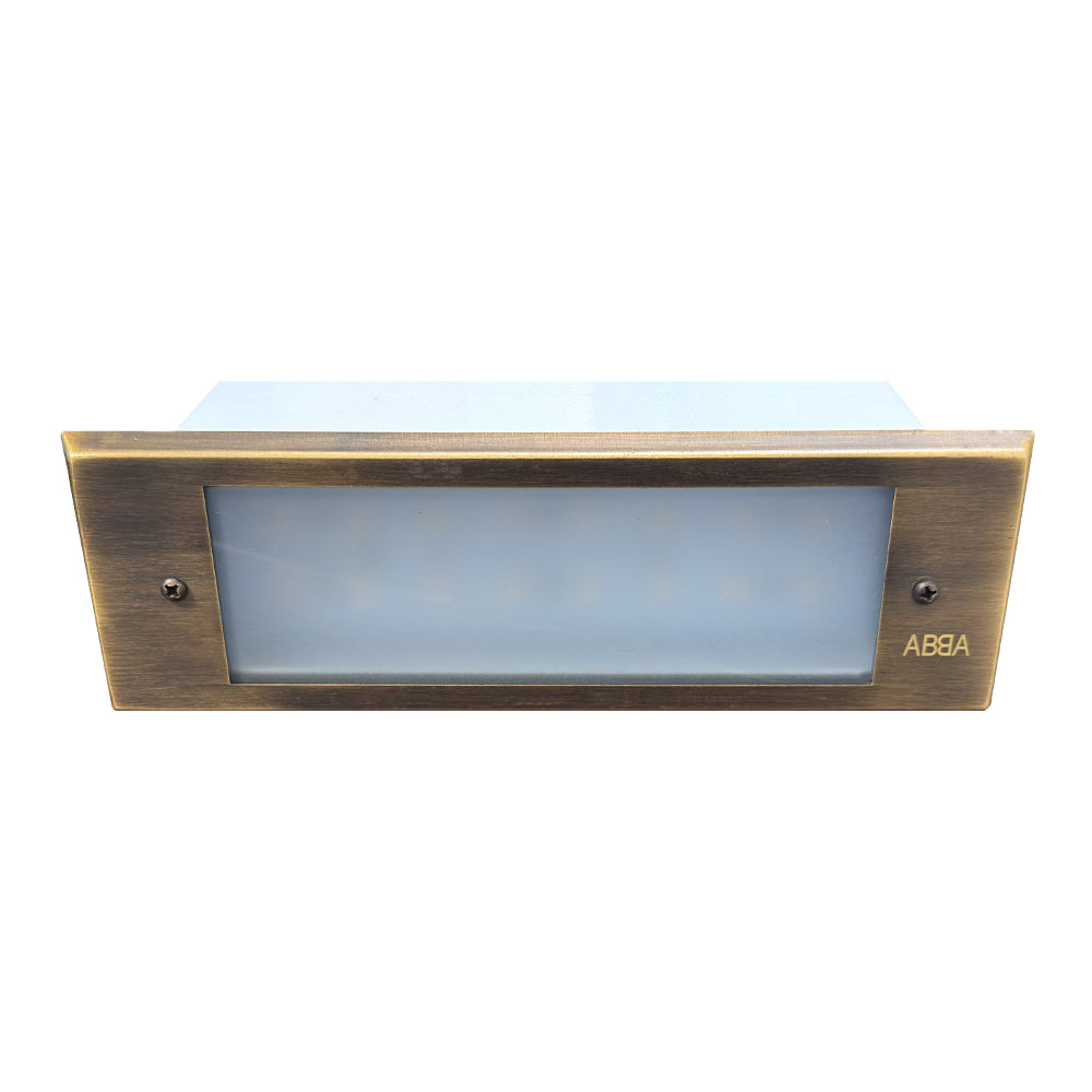 ABBA Lighting STB10 Integrated Brass Step Light, 4W LED, 3000K Warm White, 360 Lumens, 12V AC/DC, IP65 - Natural Brass Finish